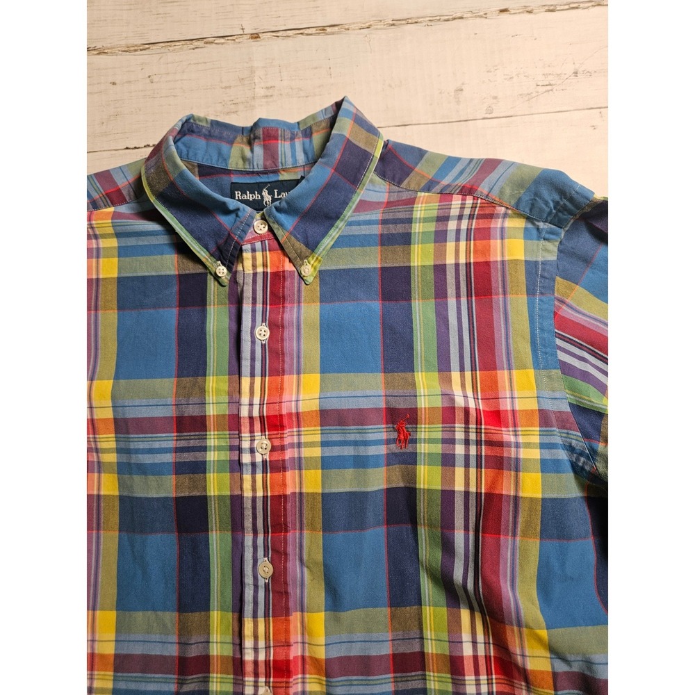 Ralph Lauren Classic Fit Plaid Shirt Mens XL Short Sleeve Multi Color Cotton